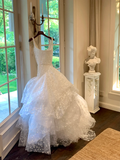 Pretty Wedding Dress Ball Gown Square Neck Sequin White Long Luxury Wedding Dresses Bridal Gowns Brides Gown HZ1121