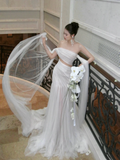 Simple Wedding Dress Sheath Off The Shoulder Summer Long Tulle White Wedding Dresses Bride Dress Bridal Gowns HZ1121