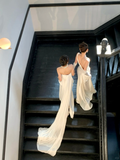Simple Wedding Dress Mermaid Strapless Summer Long Satin White Wedding Dresses Bride Dress Bridal Gowns HZ1121
