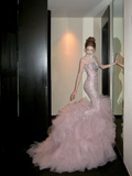 Classy Mermaid High Neck Pink Sequin Layers Tulle Long Prom Dresses Party Dress Birthday Outfits Graduation Dresses HZ1121