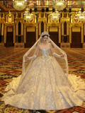 Pretty Wedding Dress Ball Gown Sweetheart Sequin Gold Long Luxury Wedding Dresses Bridal Gowns Brides Gown HZ1121