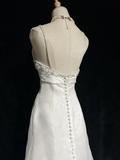 Unique Bridal Gown A Line Spaghetti Straps Long White 70s Wedding Dresses Vintage Bridal Gowns HZ1121