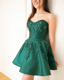 Sexy Ball Gown Sweetheart Green Satin Mini Short Formal 8th Grade Homecoming Dresses Summer Middle School Hoco Dress 20th Birthday Outfits HZ1121
