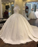 Princess Wedding Dress Ball Gown Off The Shoulder White Lace Wedding Dresses Dreamy Bridal Gowns HZ1121