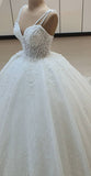 Classic Wedding Dress Ball Gown Spaghetti Straps White Lace Wedding Dresses Dreamy Bridal Gowns HZ1121