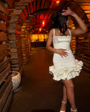 Sexy Sheath Square Neck Ivory Mini Short Formal 8th Grade Homecoming Dresses Summer Middle School Hoco Dress 18th Birthday Outfits HZ1121