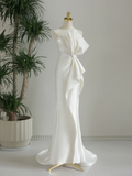 Classic Wedding Dress Mermaid Strapless White Satin Long Wedding Dresses Simple Bride Dress Bridal Gowns HZ1121