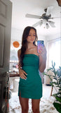 Cute Sheath Strapless Green Mini Short Formal 7th Grade Homecoming Dresses Middle School Short Prom Dress Cocktail Outfits HZ1121