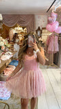 Cute A line Sweetheart Sequin Pink Mini Short Formal 7th Grade Homecoming Dresses Middle School Short Prom Dress Cocktail Birthday Outfits HZ1121