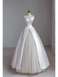 Retro Ball Gown Sweetheart Sleeveless Tulle Satin Wedding Dress Wedding Dresses Princess Wedding Gowns HZ1121
