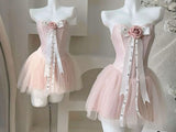 Classy A Line Sweetheart Pink Floral Tulle Formal 8th Grade Homecoming Dresses Middle School Hoco Dress 18th Birthday Dress Mini Hoco Outfits HZ1121