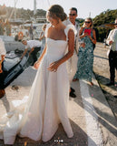 Unique Wedding Dresses Ball Gown Square Neck Satin White Long Wedding Dresses Simple Bride Dress Bridal Gowns HZ1121