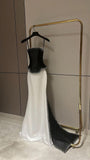 Retro Wedding Dresses Mermaid Strapless Satin Black Long Wedding Dresses Simple Bride Dress Bridal Gowns HZ1121