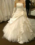 Vintage Wedding Gown Bridal Dress Ball Gown Strapless Satin Wedding Dress White Wedding Dresses Modest Wedding Gowns HZ1121