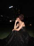 Elegant A line Spaghetti Straps Black Sequin Prom Dresses Party Dress Summer 22th Birthday Outfits 18th Birthday Dresses HZ1121