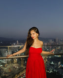 Elegant A Line Sweetheart Red Chiffon Long Prom Dresses Party Dress Summer 22th Birthday Outfits 18th Birthday Dresses HZ1121