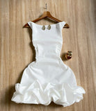 Sexy Sheath Scoop Short Mini White Formal 8th Grade Homecoming Dresses Middle School Short Cocktail Dress Hoco Outfits HZ1121