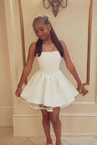 Cute A line Square Short White Formal 8th Grade Homecoming Dresses Middle School Short Cocktail Gowns Graduation Dress Hoco Outfits HZ1121