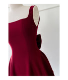Cute Ball Gown Square Neck Burgundy Satin Grad Dress Inspo Short Mini Formal 8th Grade Homecoming Dresses High School Hoco Court Dress Graduation Dress Cocktail 18th Birthday Outfits HZ1121