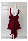 Cute Ball Gown Square Neck Burgundy Satin Grad Dress Inspo Short Mini Formal 8th Grade Homecoming Dresses High School Hoco Court Dress Graduation Dress Cocktail 18th Birthday Outfits HZ1121