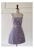 Cute A line Spaghetti Straps Satin Liac Short Grad Dress Inspo Short Mini Formal 8th Grade Homecoming Dresses High School Hoco Court Dress Graduation Dress Cocktail 18th Birthday Outfits HZ1121