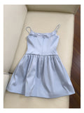 Cute A line Spaghetti Straps Satin Blue Short Grad Dress Inspo Short Mini Formal 8th Grade Homecoming Dresses High School Hoco Court Dress Graduation Dress 18th Birthday Outfits HZ1121