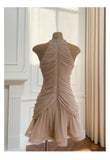 Cute Sheath Scoop Neck Champagne Short Grad Dress Inspo Short Mini Formal 8th Grade Homecoming Dresses High School Hoco Court Dress Graduation Dress Cocktail Outfits HZ1121