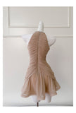 Cute Sheath Scoop Neck Champagne Short Grad Dress Inspo Short Mini Formal 8th Grade Homecoming Dresses High School Hoco Court Dress Graduation Dress Cocktail Outfits HZ1121