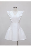 Sexy Ball Gown V Neck White Satin Short Mini Formal 8th Grade Homecoming Dresses Middle School Short Birthday Gowns Graduation Dress Hoco Outfits HZ1121