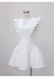 Sexy Ball Gown V Neck White Satin Short Mini Formal 8th Grade Homecoming Dresses Middle School Short Birthday Gowns Graduation Dress Hoco Outfits HZ1121