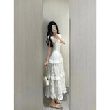 Vintage A line Square Neck White Lace Long Summer 18th Birthday Dress Party Dress Birthday Outfits Evening Dresses HZ1121