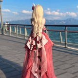 Vintage Ball Gown Spaghetti Straps Chiffon Summer 18th Birthday Dress High Low Ombre Red Lolita Dress Birthday Outfits HZ1121
