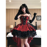 Vintage Ball Gown Sweetheart Red Black Mini Summer 16th Birthday Dress Lolita Dress Mini 18th Birthday Outfits Short Lolita Outfit HZ1121