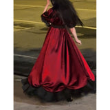 Vintage A line Square Neck Burgundy Long Summer 16th Birthday Dress Lolita Dress Mini 18th Birthday Outfits Short Lolita Outfit HZ1121