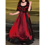 Vintage A line Square Neck Burgundy Long Summer 16th Birthday Dress Lolita Dress Mini 18th Birthday Outfits Short Lolita Outfit HZ1121