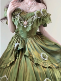 Vintage Ball Gown Off The Shoulder Green 21st Birthday Dress Lolita Dress Long Birthday Outfits HZ1121