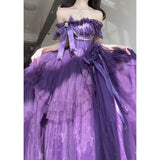 Vintage Ball Gown Off The Shoulder Grape Tulle 22th Birthday Dress Lolita Dress Long Lolita Outfits HZ1121