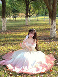 Vintage Ball Gown Off The Shoulder Short Sleeves 16th Ombre Pink Birthday Dresses Lolita Dress Long 16th Birthday Outfits HZ1121