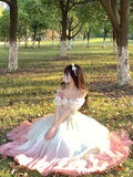 Vintage Ball Gown Off The Shoulder Short Sleeves 16th Ombre Pink Birthday Dresses Lolita Dress Long 16th Birthday Outfits HZ1121