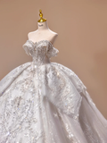 Princess Wedding Dress Ball Gown Off The Shoulder Sequin Short Sleeves Wedding Dresses Bridal Gowns HZ1121