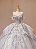 Princess Wedding Dress Ball Gown Off The Shoulder Sequin Short Sleeves Wedding Dresses Bridal Gowns HZ1121