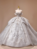 Princess Wedding Dress Ball Gown Off The Shoulder Sequin Short Sleeves Wedding Dresses Bridal Gowns HZ1121