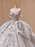 Princess Wedding Dress Ball Gown Off The Shoulder Sequin Short Sleeves Wedding Dresses Bridal Gowns HZ1121