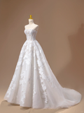 Princess Wedding Dress Ball Gown Strapless Lace White Long Wedding Dresses Bridal Gowns HZ1121