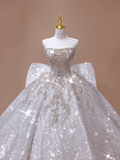 Timeless Bridal Dress Ball Gown Strapless Lace Sequin White Long Wedding Dress Long Wedding Dresses Modest Wedding Gowns HZ1121