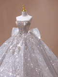 Timeless Bridal Dress Ball Gown Strapless Lace Sequin White Long Wedding Dress Long Wedding Dresses Modest Wedding Gowns HZ1121