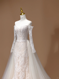 Dreamy Wedding Dress Mermaid Off The Shoulder Lace Long Sleeves White Long Wedding Dresses Bridal Gowns HZ1121