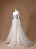 Dreamy Wedding Dress Mermaid Off The Shoulder Lace Long Sleeves White Long Wedding Dresses Bridal Gowns HZ1121