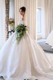 Timeless Off-the-shoulder A-Line Simple Wedding Dresses Satin White Bridal Gowns Long Sleeve Bridal Dresses HZ1121